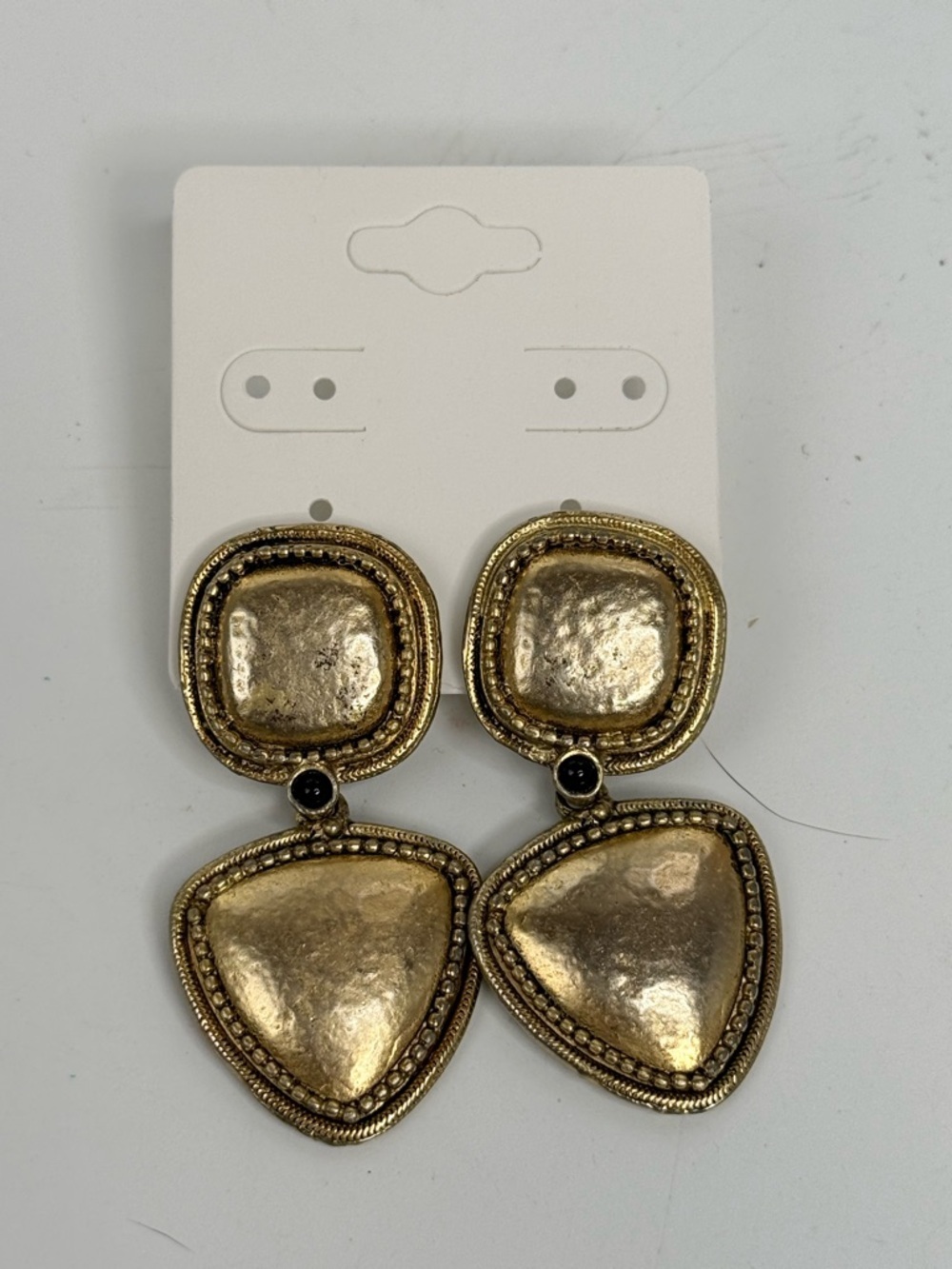 Lazuli Gold Statement Drop clip Earrings